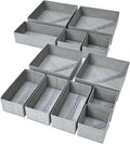 DIMJ Drawer Organizer Clothes, 12 Pack Dresser Organizer, Foldable Closet Organization and Storage Dividers, Fabric Dresser Drawer Organizers for Underwears, Nursery, Baby Clothes, Socks, Tie (Grey)