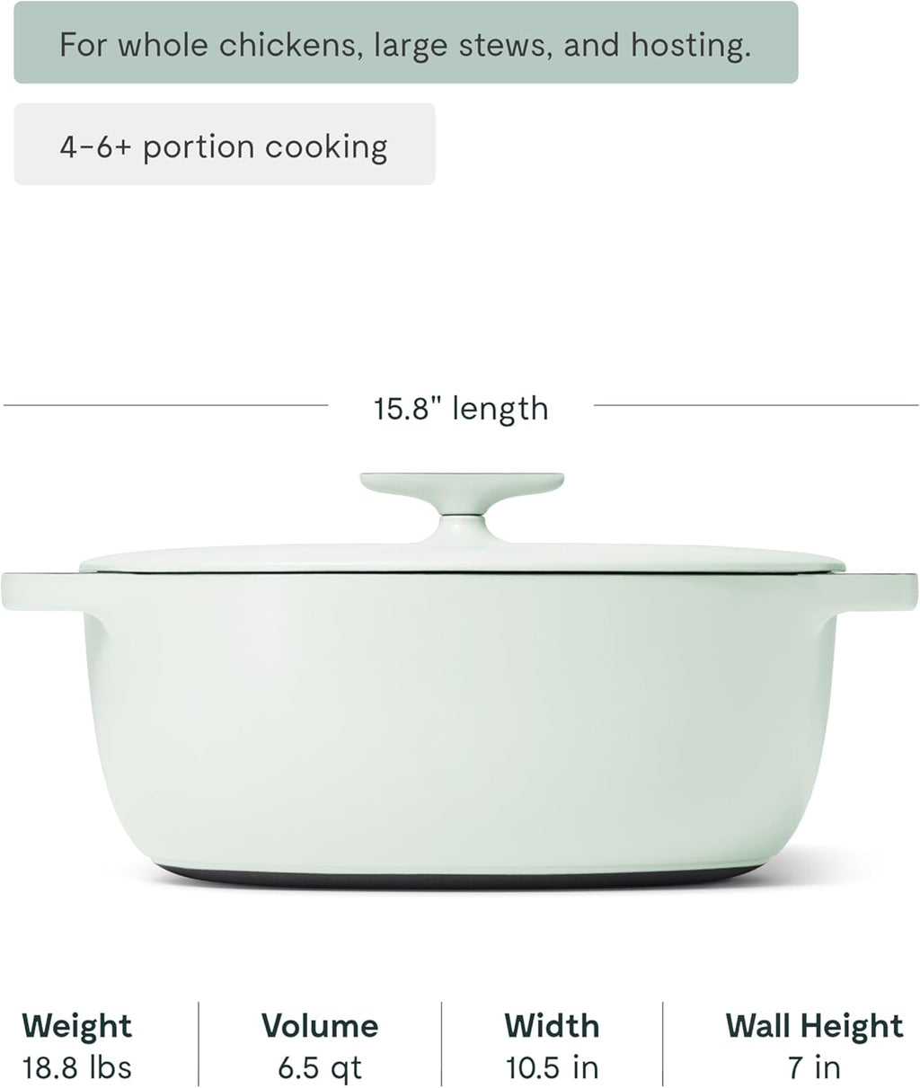 Caraway Enameled Cast Iron Dutch Oven - 8qt Dutch Oven With Lid - 3 Layer Enamel Coating - No Seasoning Required - Compatible With All Stovetops - Oven Safe - No Forever Chemicals - Light Mist