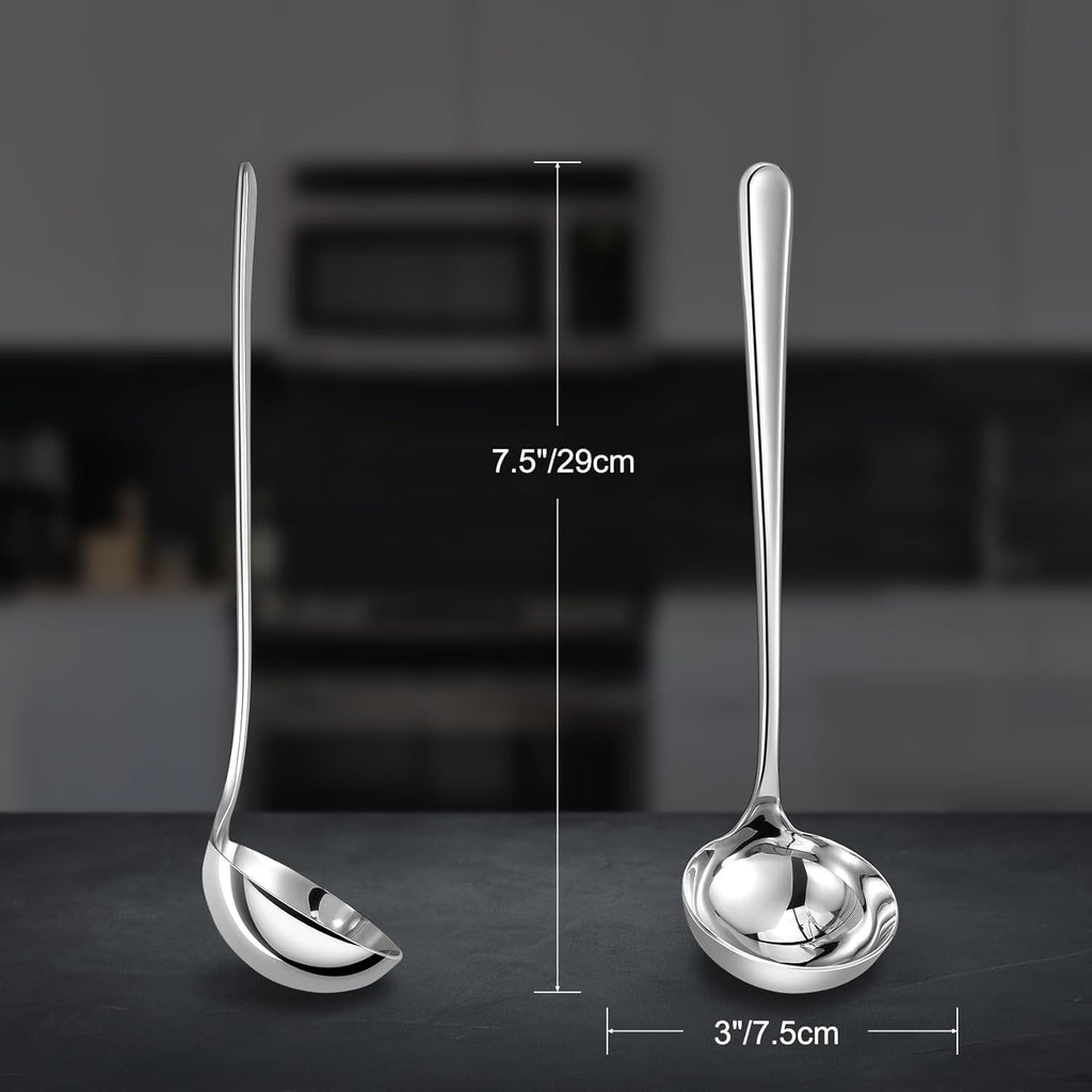KEAWELL Premium 11" Verona Ladle, 18/10 Stainless Steel, Heavy-Duty with Deep Bowl, High-Polished Finish, Ergonomic Handle for Smooth Pouring, Dishwasher Safe (1, 11" Soup Ladle)