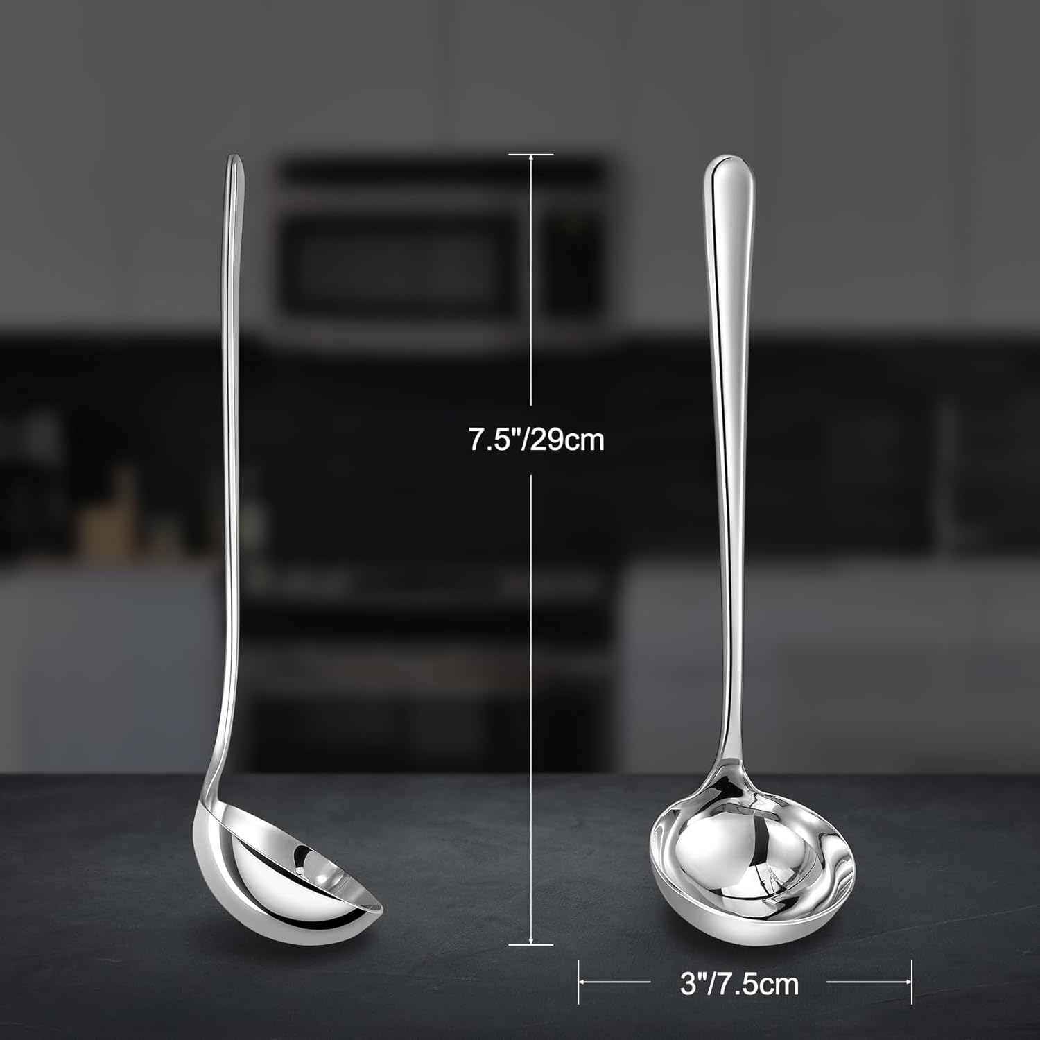 KEAWELL Premium 11" Verona Ladle, 18/10 Stainless Steel, Heavy-Duty with Deep Bowl, High-Polished Finish, Ergonomic Handle for Smooth Pouring, Dishwasher Safe (1, 11" Soup Ladle)