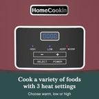 HOMECOOKIN 7-Quart Programmable Slow Cooker with Timer Keep Warm - Small Kitchen Appliance for Family Dinners - Serves 6+ People (Red Shell + White Ceramic Liner)