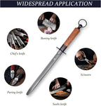 MITSUMOTO SAKARI 12 Inch Flat Honing Rod, Japanese High Carbon Honing Steel (Sourwood Handle)