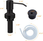 Sink Soap Dispenser for Kitchen Sink, Countertop Built in Sink Soap Dispenser with 47”Extension Tube kit, No Need to Fill The Little Bottle Again (Black)