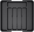 Lifewit Silverware Drawer Organizer, Expandable Utensil Tray for Kitchen, BPA Free Flatware and Cutlery Holder, Adjustable Plastic Storage for Spoons Forks Knives, 8.5"-14.1" x 12.1", Black