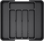 Lifewit Silverware Drawer Organizer, Expandable Utensil Tray for Kitchen, BPA Free Flatware and Cutlery Holder, Adjustable Plastic Storage for Spoons Forks Knives, 8.5"-14.1" x 12.1", Black