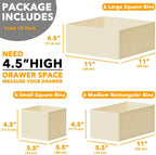SpaceAid Drawer Organizer for Clothes, 18 Pack Dresser Drawer Organizer Bins, Closet Organizers and Storage Dividers for Clothing, Underwears, Socks (Beige)