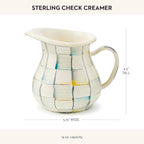 MACKENZIE-CHILDS Enamel Creamer, Creamer Dispenser with Pour Spout, Kitchen Enamelware, 14-Ounce Capacity, Gray-and-White Sterling Check