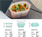 Zip Top Reusable Food Storage Bags | 3 Dish Set [Teal/Peach/Lavender] - Small, Medium, Large | Silicone Meal Prep Container | Microwave, Dishwasher and Freezer Safe | Made in the USA