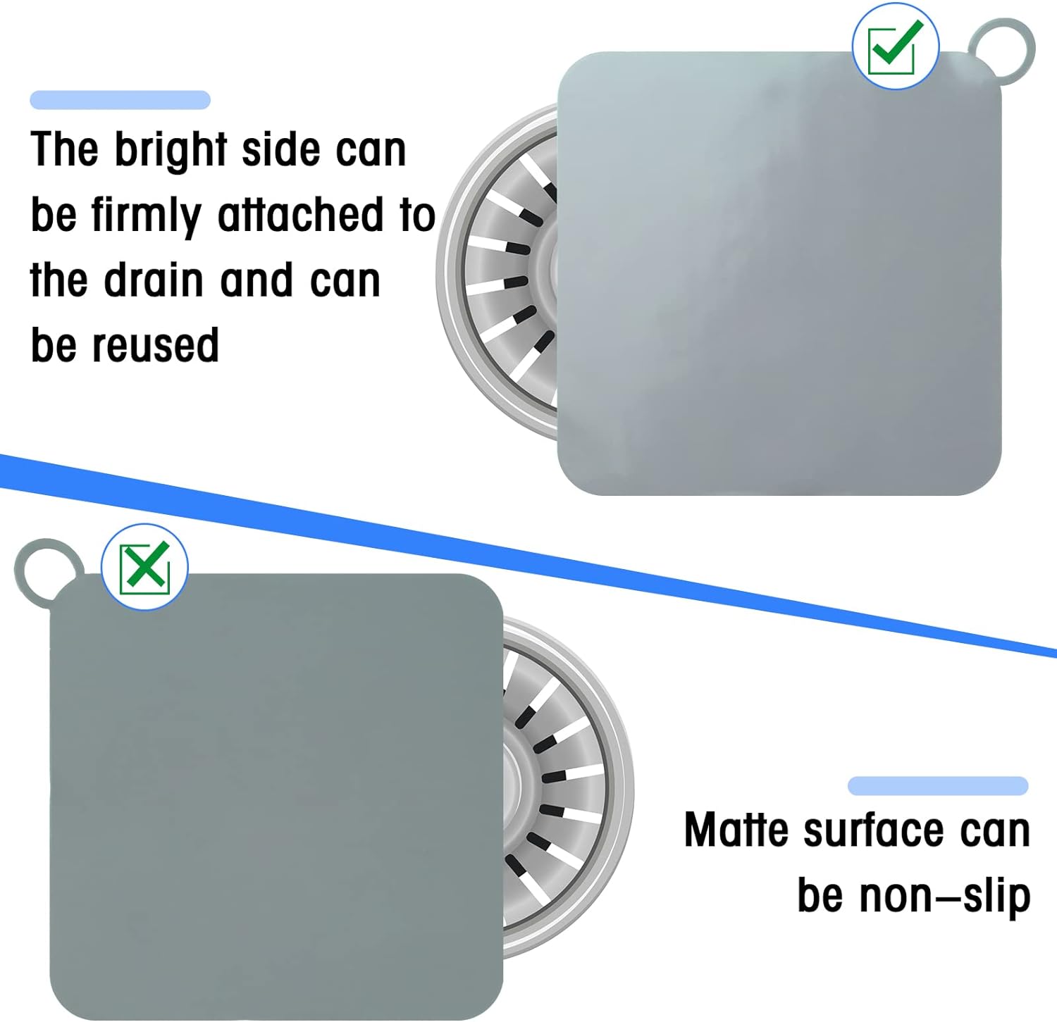 Yinkin 6 Pcs Drain Covers to Keep Bugs Out Silicone Shower Floor Tub Stoppers Bathtub Drain Stoppers Sewer Anti-Odor Mats Deodorizing Plugs for Bathroom(6 x 6 Inch,Square,Grey and White)