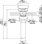 KAIYING Pop Up Drain, Bathroom Sink Drain Stopper with Overflow, Vessel Sink Drain Assembly with Detachable Basket Stopper, Anti-Explosion and Anti-Clogging Drain Strainer (Matte Black)