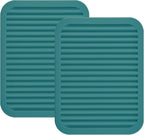Silicone Trivet Mat-Trivets for Hot Pots&Pans-Hot Pads for Kitchen-Versatile Trivets for Hot Dishes-Heat Resistant Mats for Counter&Table, Silicone Pot Holders Drying Mat (9x12) Pack 2 Teal