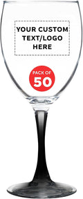 Custom Nuance Wine Glasses by ARC 10.5 oz. Set of 50, Personalized Bulk Pack - Restaurant Glassware, Perfect for Red Wine, White Wine, Cocktails - Black