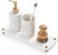 Water Absorbing Stone Sink Caddy Kitchen Sink Organizer Tray, Diatomite Bathroom Counter Tray, Gold Faucet Drying Mat Coaster Soap Dish Rack Riser Dispenser Sponge Holder, White 12.5" x 4.5"