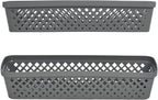 Glad Plastic Storage Basket Set - Multipurpose Drawer Trays, Kitchen Pantry Containers, and Bathroom Bins - 6 Pack Narrow Organizers, Grey