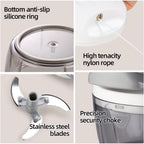 Manual Food Processor Vegetable Chopper 2.3 Cup Small Mini Hand Pull String Onion Chopper Garlic Mincer Cutter with 3 Stainless Steel Blades - White