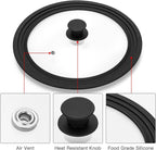 Universal Lid for Pots, Pans and Skillets, Tempered Glass Lid fit 9.5", 10", 11" Skillets, Pots, Frying Pans, Cast Iron, Crock Pot and Other Glass Covers Replacement