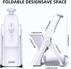 Safe Mandoline Slicer,Vegetable Potato Slice Food Cutter for Kitchen,Thickness Adjustable Upright Veggie Chopper for Fast Meal prep (White)