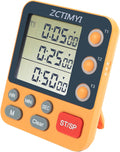 Dual Digital Timer for Kitchen Cooking, 3 Channels Count Down/Up Triple Timer for Kids, Presets Memory Large Display & Magnetic Back Adjustable Alarm Volume, Suit for Student Teacher Studying, Orange