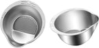 2 Pack Rice Washer Strainer Bowl,Stainless Steel Washing Bow Rinser With Side Drainers Colander for Cleaning Fruits, Vegetables Silver