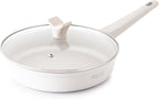THE ROCK SOHO 9.5-Inch Non Stick Frying Pan with Lid–Nothing Sticks, Never Warps, Lasts Longer, Ceramic Non Toxic Skillet with Heat-Resistant Handle, PTFE PFOA&PFAS Free, Oven & Dishwasher Safe, Cream
