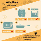 BYKITCHEN Air Fryer Parchment Paper for 2 to 5 QT, Set of 100, 8inch Round Airfryer Liners, Nonstick Air Fryer Filter Paper, Compatible with Ninja, Chefman Airfryer and More