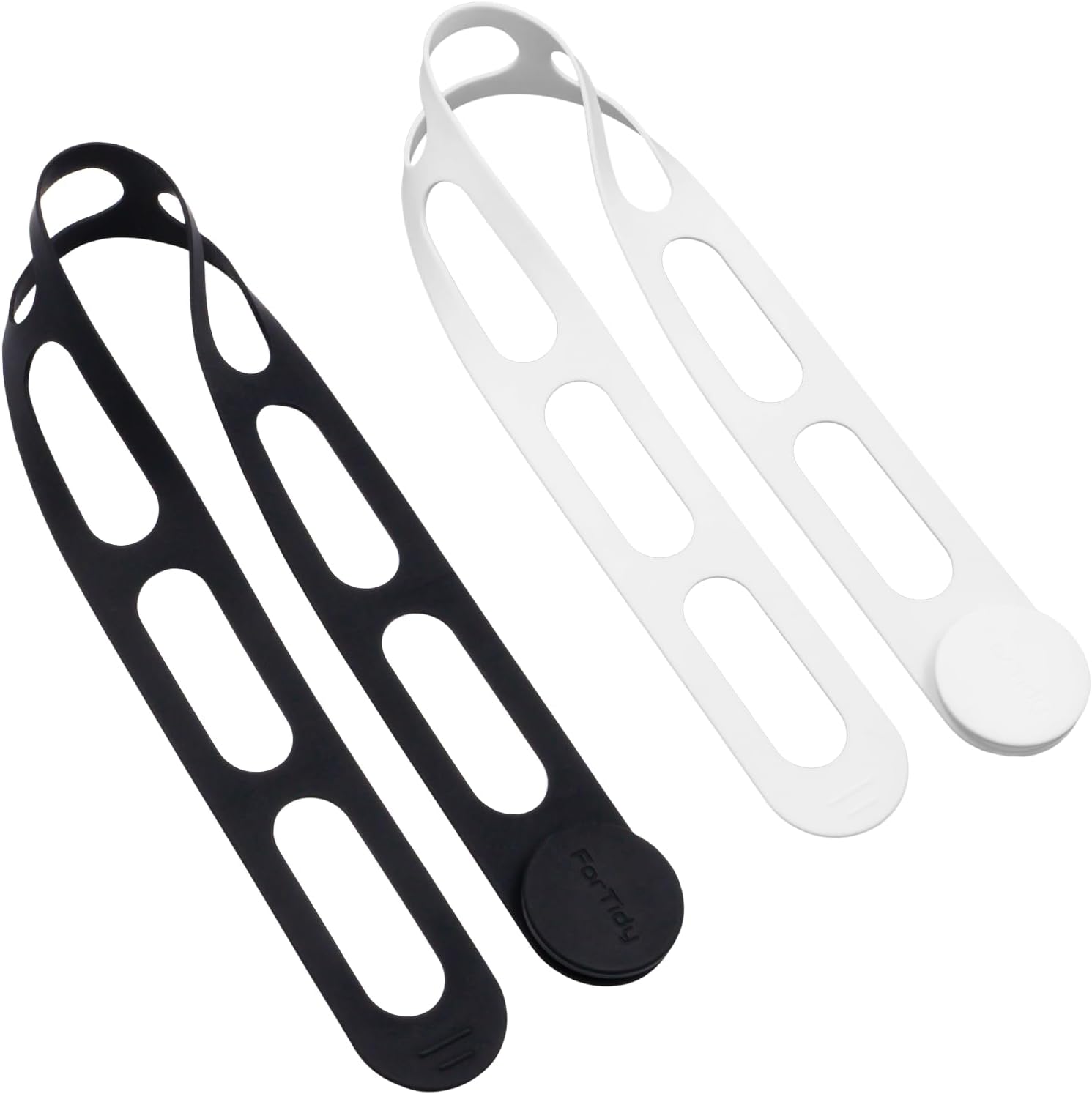 Silicone Utility Strap for Slow Cooker Lid, Pot, Bento Box, 21.65 In Reusable Elastic Self-Lock Silicone Tie for Bundling or Organizing Curtain, Cords, Yoga Mat, Camping Mat, 2pcs (Black&White)