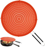 Splatter Screen for Frying Pan, Grease Splatter Guard, Heat-Resistant Splatter Guards for Frying, Silicone Splatter Guard for Everyday Cooking, Dishwasher Safe, Red （16in×12in×0.5in）