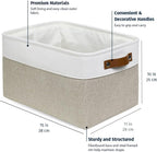 OrganiHaus Large Fabric Storage Baskets for Shelves 3 Pack, 15x11in Closet Storage Bins for Shelves, Cloth Baskets for Organizing, Linen Closet Organizers, Fabric Basket, Beige/White