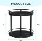 Snughome Lazy Susan Spice Rack, 2 Tier Rotating Spice Rack, Wood Lazy Susan Organizer for Cabinet, Black Kitchen Counter Shelf, 10.2" x 10.2" x 10.4"