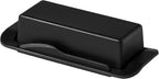 Butter Dish with Lid for Countertop, Butter Dish with Knife, Butter Keeper for Kitchen or Fridge, Bamboo Fiber Butter Tray, Butter Holder for 1 Stick Butter, BPA-free, Dishwasher Safe(Black)