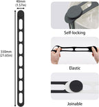 Silicone Latch Strap for Slow Cooker Lid, Pot, Bento Box, 21.65 In Reusable Elastic Self-Lock Silicone Tie for Bundling or Organizing Curtain, Cords, Yoga Mat, Camping Mat, 2pcs (Black&Gray)