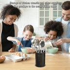 Evanda Kitchen Utensils Holder for Countertop Pack of 2, Stainless Steel Black Utensils Caddy, Farmhouse Stylish Organizer and Kitchen Decor Utensil Crock, Gift for New House New Apartment