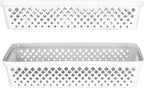 Glad Plastic Storage Basket Set - Multipurpose Drawer Trays, Kitchen Pantry Containers, and Bathroom Bins - 3 Pack Large Organizers, White