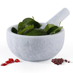 Koville Luxury Marble Mortar and Pestle Set, 7" -4 Cups Big Grinder Bowl for Guacamole, Salsa, Pill Crusher, Spice, Herb, Garlic, Nut, Heavy Duty Grinder for Kitchen(Namib Sky)