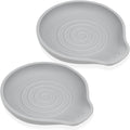 Silicone Spoon Rest for Stove Top - BPA-Free, Heat-Resistant Spoon Holder - Spoon Rest for Kitchen Counter - Large Cooking Utensil Rest for Spoons, Spatulas, Ladles or Tongs - Gray 2 Pack