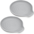 Silicone Spoon Rest for Stove Top - BPA-Free, Heat-Resistant Spoon Holder - Spoon Rest for Kitchen Counter - Large Cooking Utensil Rest for Spoons, Spatulas, Ladles or Tongs - Gray 2 Pack