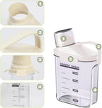 1 PCS Airtight Dry Food Container, Clear BPA-Free Plastic Cereal Containers Storage for Kitchen Pantry, Rice Cereal Flour Holder with Pouring Spout Measuring Cup, White, 51fl.oz/1.5L