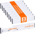 Lifewit 8 Pack Kitchen Drawer Dividers 2.36" High, 11"-17" Adjustable Drawer Organizer for Utensils/Clothes/Makeup, Plastic Expandable Separators in Dresser/Bedroom/Bathroom/Office Storage