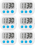 6 Pack Digital Kitchen Timers for Cooking Magnetic Timer for Cooking Loud Alarm White