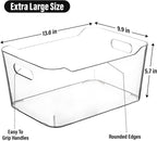 Clear Extra Large Plastic Storage Bins, Pantry Organizers and Storage Containers Fridge Organizer Bins for Organizing Home, Kitchen Organization. Bathroom, Refrigerator, Freezer, Laundry Room
