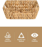 StorageWorks Wicker Basket for Pantry Organizers and Storage, Stackable Water Hyacinth Storage Baskets for Pantry Shelves, 2-Pack