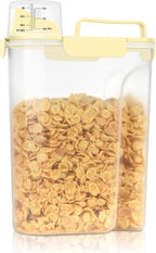 Rice Storage Container, Cereal Containers Storage, Dry Food Airtight Dispenser BPA Free, Clear Plastic Kitchen and Pantry Organization Bin (1, Egg yolk, 5.28Qt)