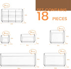 Criusia Drawer Organizer - 18 Pack Clear Large Kitchen Drawer Organization Trays, Non-Slip Dividers for Makeup, Jewelry, Utensils, Office, Bedroom, Bathroom