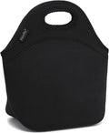 FlowFly Neoprene kids Lunch box Insulated Soft Bag Mini Cooler Thermal Meal Tote Kit for Boys, Girls,Men,Women,School,Work, Office,Black