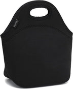 FlowFly Neoprene kids Lunch box Insulated Soft Bag Mini Cooler Thermal Meal Tote Kit for Boys, Girls,Men,Women,School,Work, Office,Black