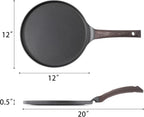 SENSARTE Nonstick Crepe Pan, Swiss Granite Coating Dosa Pan Pancake Flat Skillet Tawa Griddle 12-Inch with Stay-Cool Handle, Induction Compatible (Black)