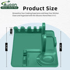 AUOON Spoon Holder for Stove - Silicone Spoon and Lid Rest with Drip Pad Kitchen Utensil Rest for Spoons, Ladles, Spatulas, Tongs & More (Sea Blue, Large)