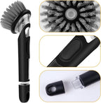 AUAUY Dish Brush with Soap Dispenser, Advanced Soap Control Dishwashing Brush, Dish Scrub Brushes with Handle, Kitchen Scrubbers for Dishes, Pan, Pot, Sink Cleaning Brushes