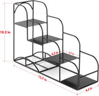 Syrup Rack for Coffee Bar Accessories, Iron 4 Compartment Bottle Organizer, Countertop Display Storage Shelf Bottle Stand, Metal Coffee Bar Organizer for Wine, Kitchen, Holds 4 Bottles