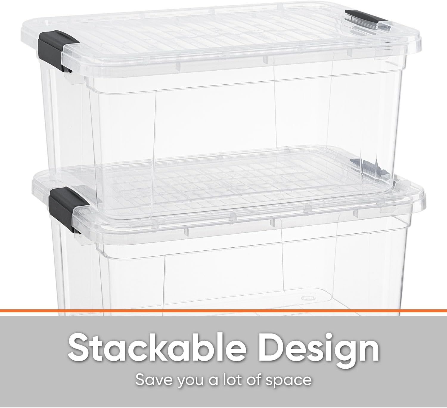 Superio Clear Storage Bins with Lids, Stackable Storage Box with Latches and Handles, Extra Small, 2 Pack 1.75 Quart